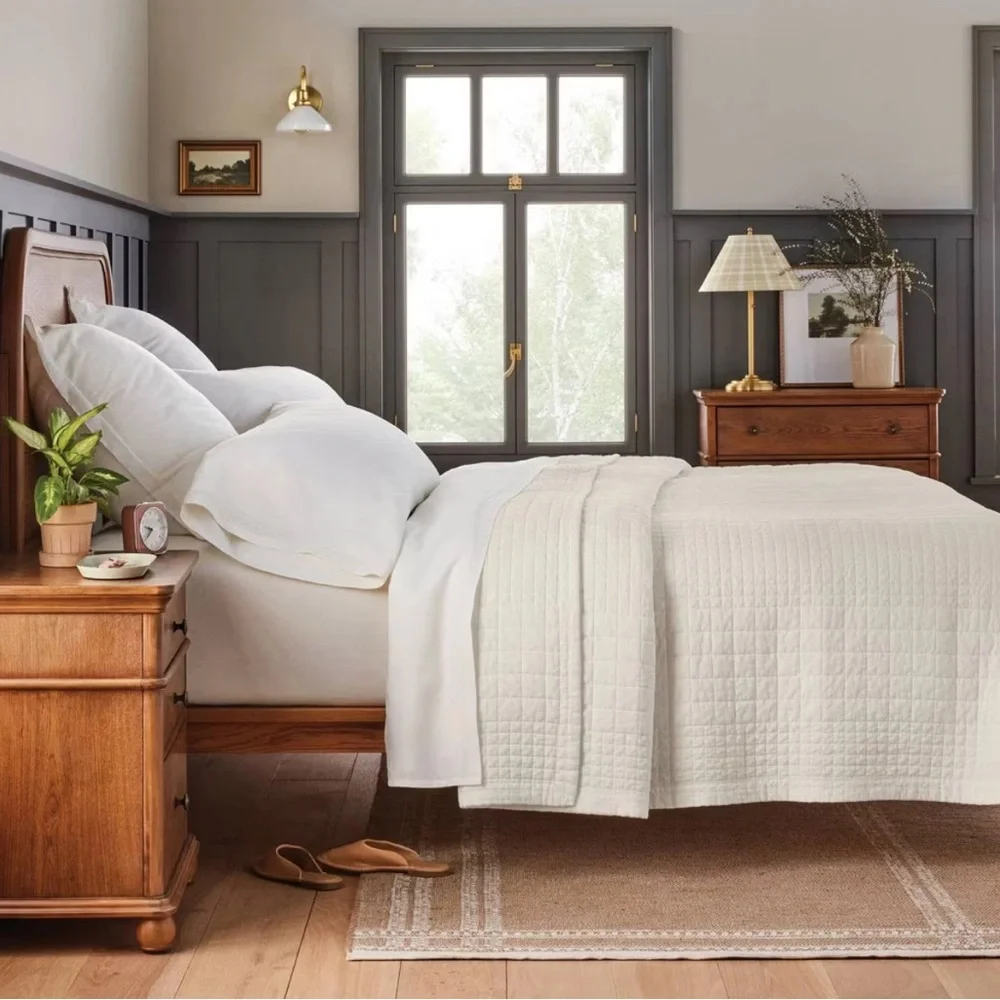 Full/Queen Grid Stitch Quilt Sour Cream Hearth & Cream